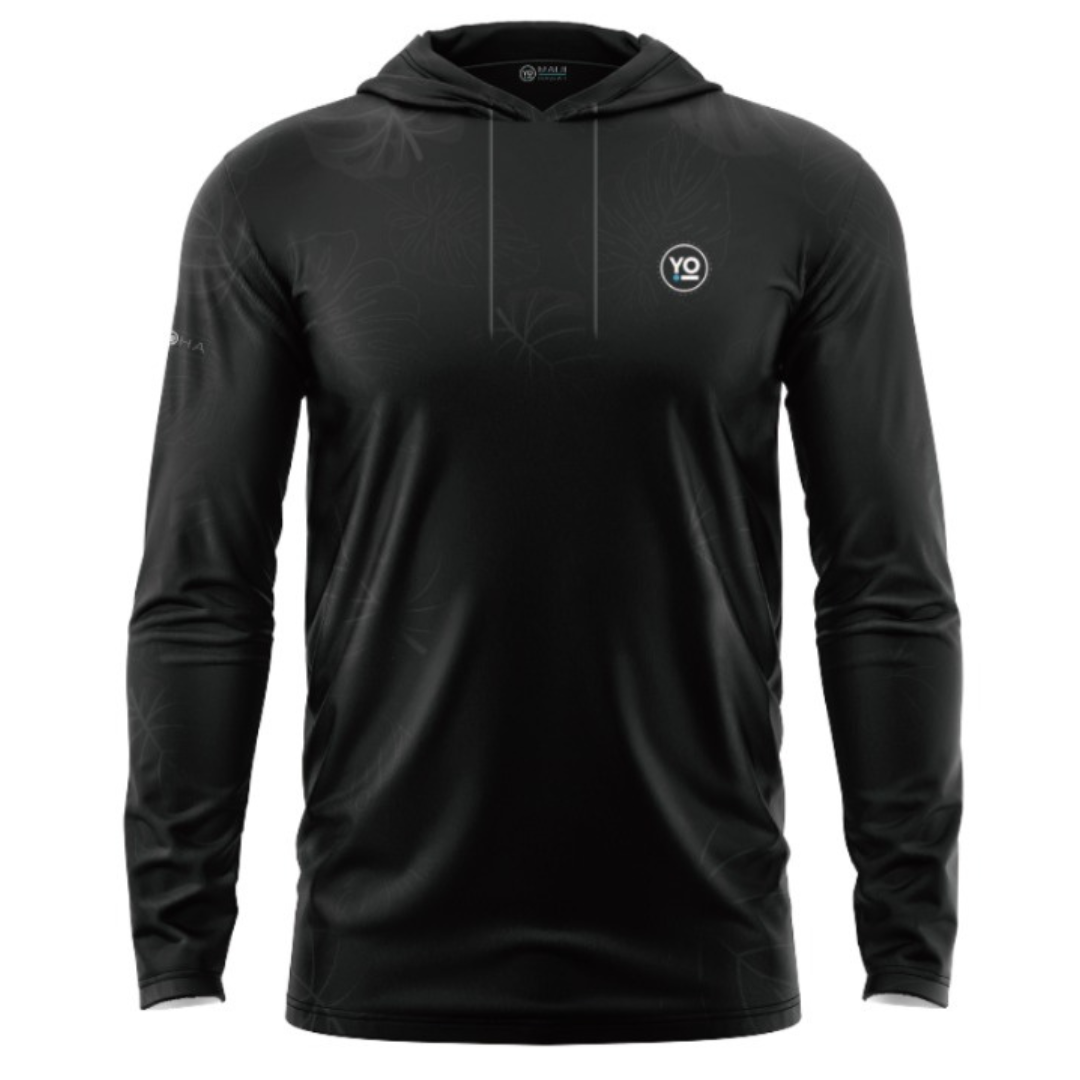 Monstera Hoodie - Black - Mens Long Sleeve | YO Maui